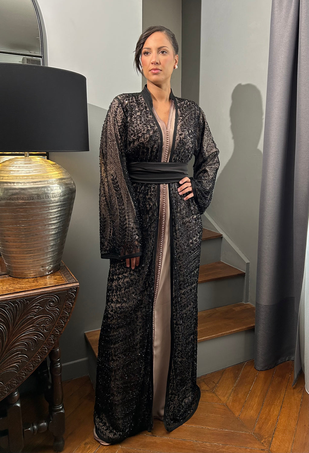 Caftan PERLA noir et nude