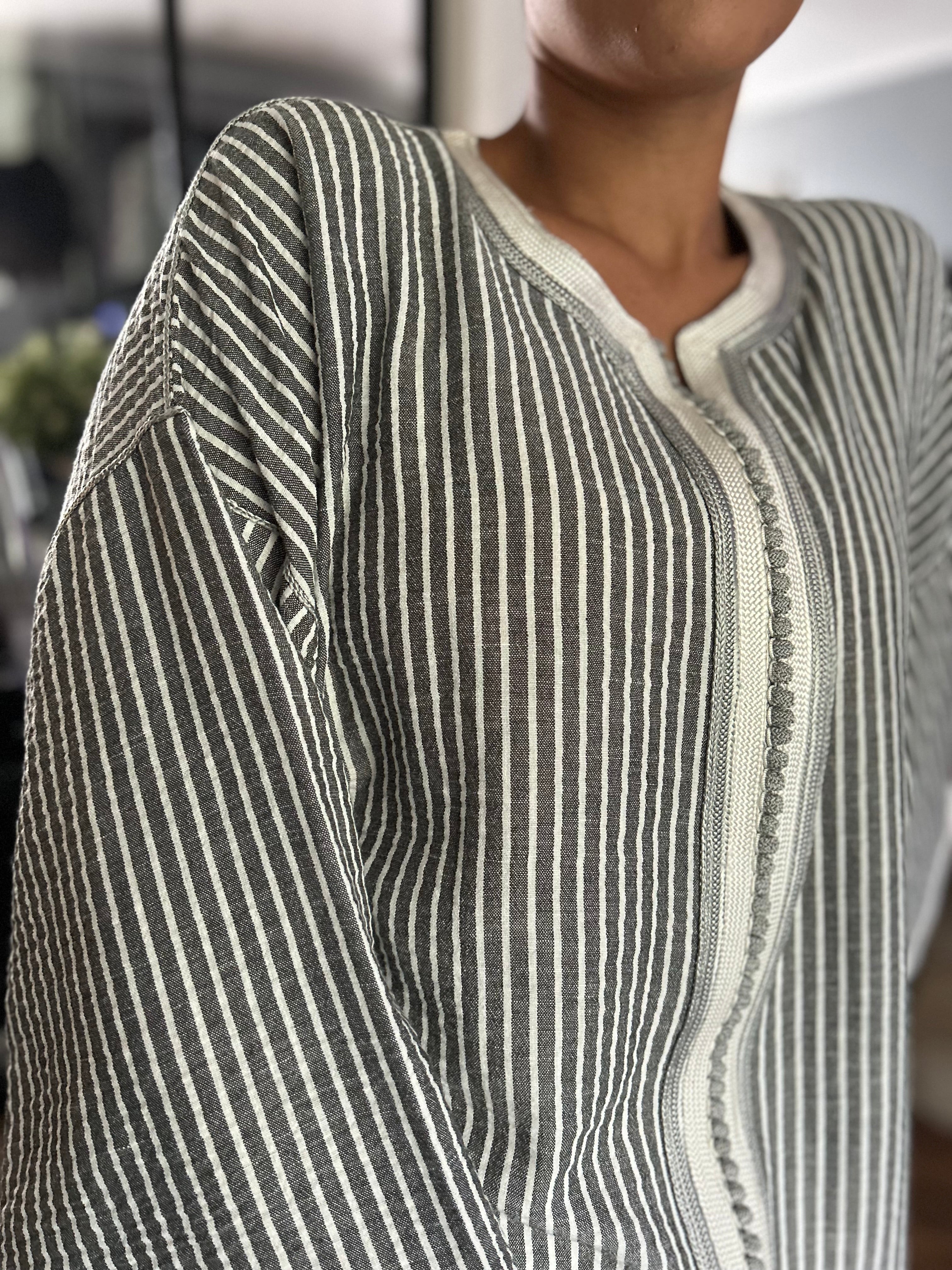 Blouse MAHYNA gris blanc col rond