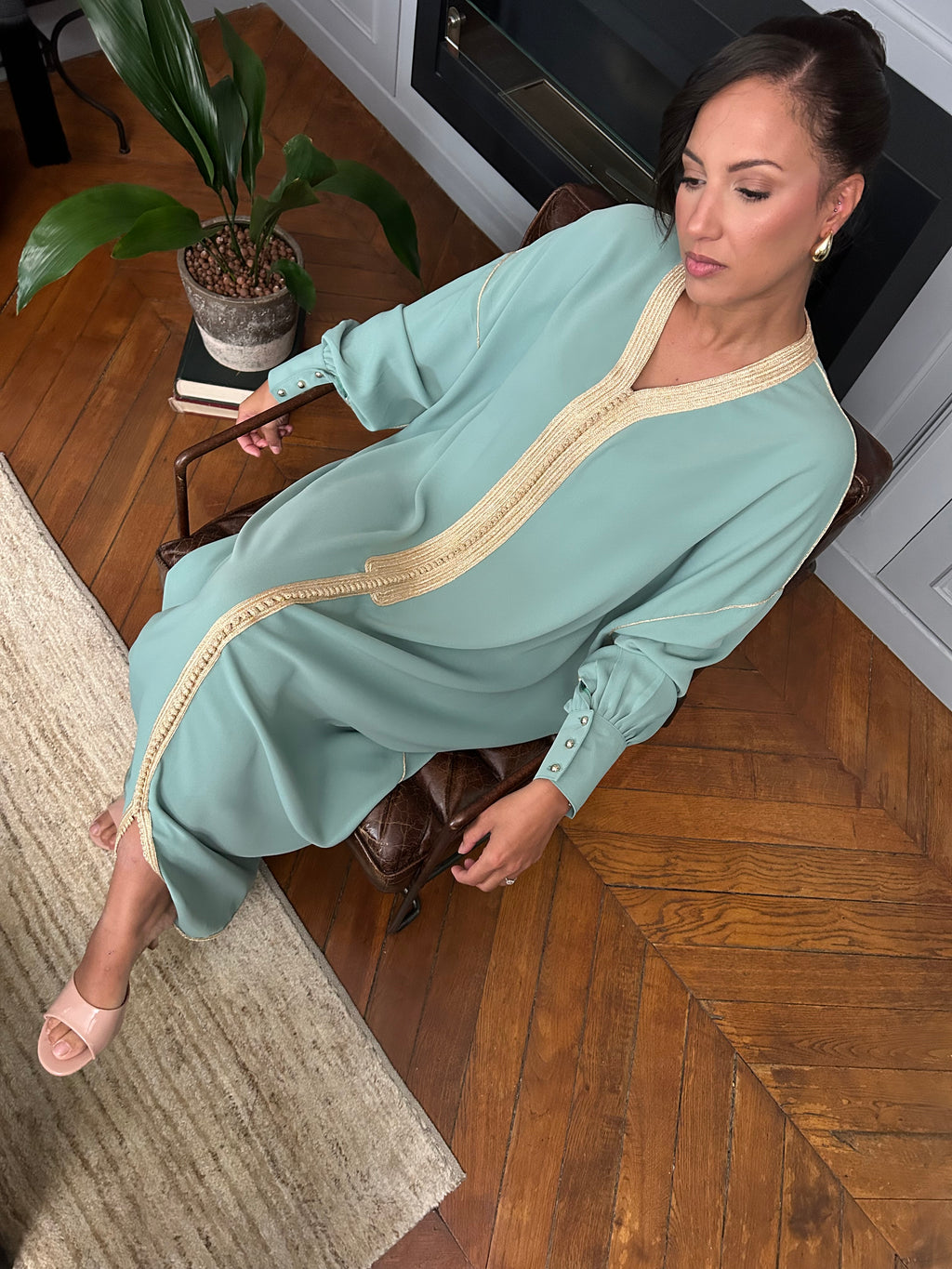 Gandoura ZAYA vert d'eau