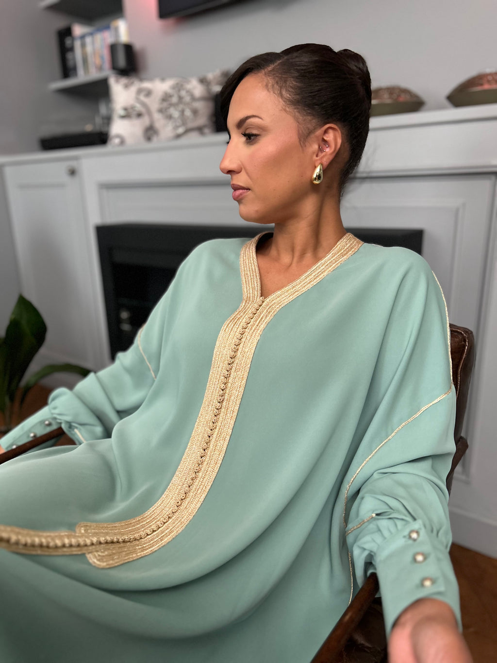 Gandoura ZAYA vert d'eau